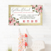 Shabby Chic  Rozen & Modern Gold Stripes Spandoek (Insitu)