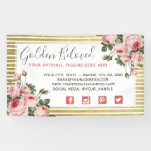 Shabby Chic  Rozen & Modern Gold Stripes Spandoek (Horizontaal)