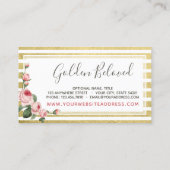 Shabby Chic  Rozen & Modern Gold Stripes Visitekaartje (Achterkant)