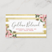 Shabby Chic  Rozen & Modern Gold Stripes Visitekaartje (Voorkant)
