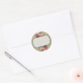 Shabby Chic-Rozen op  kant en roestbijl Ronde Sticker (Envelop)