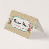 Shabby Chic-Rozen op  Lace Burlap Dank je Kaart (Voorkant)