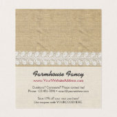 Shabby Chic-Rozen op  Lace Burlap Dank je Kaart (Binnenkant ongevouwen)