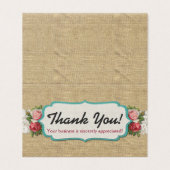 Shabby Chic-Rozen op  Lace Burlap Dank je Kaart (Buitenkant ongevouwen)