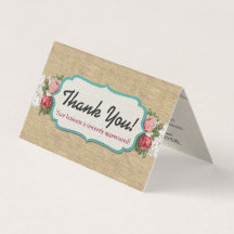 Shabby Chic-Rozen op  Lace Burlap Dank je