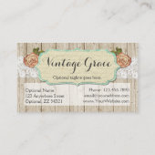 Shabby Chic-Rozen op Rustic Wood en kant Visitekaartje (Achterkant)