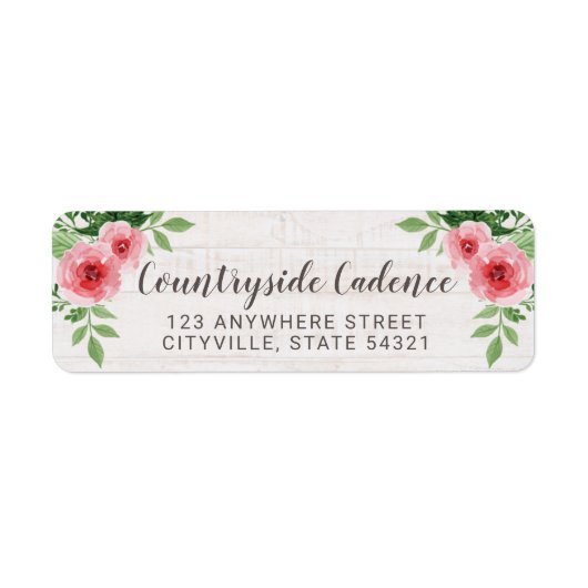 Shabby Chic-Rozen op Rustic Wood Return Address Etiket (Voorkant)