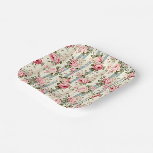 Shabby Chic  Rozen Papieren Bordje (Gebogen)