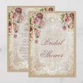 Shabby Chic Rozen Parels en kant Vrijgezellenfeest Kaart (Voorkant / Achterkant)