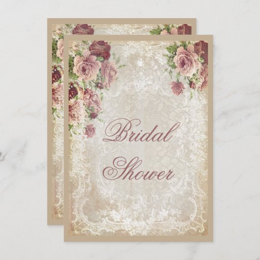 Shabby Chic Rozen Parels en kant Vrijgezellenfeest Kaart (Voorkant / Achterkant)