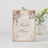 Shabby Chic Rozen Parels en kant Vrijgezellenfeest Kaart (Staand voorkant)