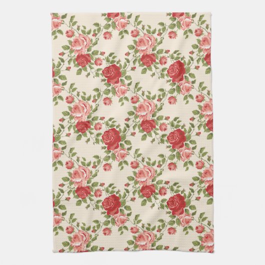  Shabby Chic Rozen Patroon Theedoek (Verticaal)