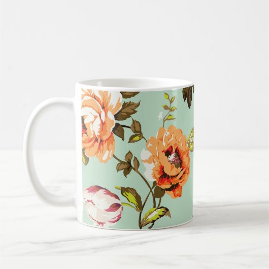 Shabby Chic Rozen Pattern Koffiemok (Links)