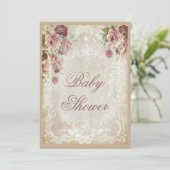 Shabby Chic Rozen Pearls en Baby shower van kant Kaart (Staand voorkant)