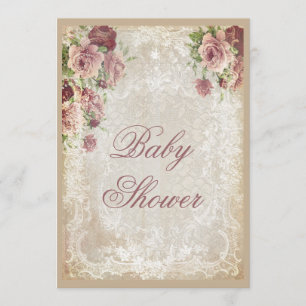 Shabby Chic Rozen Pearls en Baby shower van kant Kaart