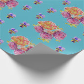 Shabby Chic Rozen Roos Floral Blauwgroen Flowers Cadeaupapier (Hoek)