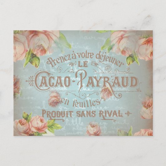 Shabby chic  rozen roos typo briefkaart (Voorkant)