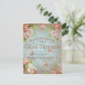 Shabby chic  rozen roos typo briefkaart (Staand voorkant)