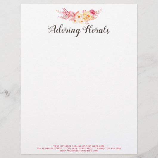 Shabby Chic Rozen Rustic  Blush Pink Floral Briefhoofd (Voorkant)