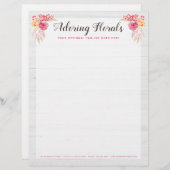 Shabby Chic Rozen & Rustic Wood Blush Pink Floral Briefhoofd (Voorkant / Achterkant)