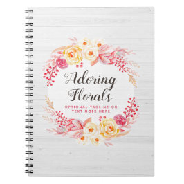 Shabby Chic Rozen & Rustic Wood Blush Pink Floral Notitieboek