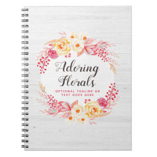 Shabby Chic Rozen & Rustic Wood Blush Pink Floral Notitieboek