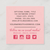 Shabby Chic Rozen & Rustic Wood Blush Pink Floral Vierkante Visitekaartje (Achterkant)