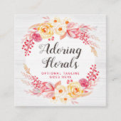 Shabby Chic Rozen & Rustic Wood Blush Pink Floral Vierkante Visitekaartje (Voorkant)
