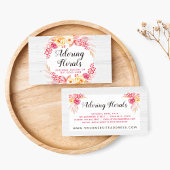 Shabby Chic Rozen & Rustic Wood Blush Pink Floral Visitekaartje