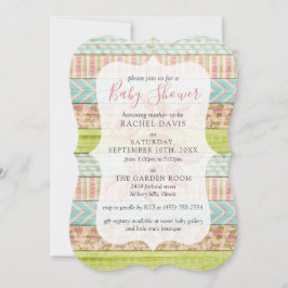 Shabby Chic Rozen Rustic Wood Floral Baby shower Kaart