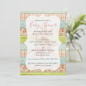 Shabby Chic Rozen Rustic Wood Floral Baby shower Kaart (Staand voorkant)