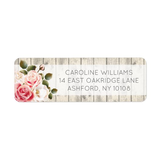 Shabby Chic Rozen Rustic Wood Return Label (Voorkant)