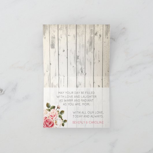 Shabby Chic Rozen Rustiek Hout Aangepaste Verjaard Kaart (Binnen)