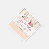 Shabby Chic Rozen Rustiek Hout Aangepaste Verjaard Servetten (Hoek)