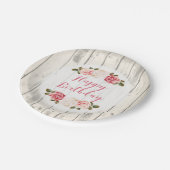 Shabby Chic Rozen Rustiek Wood Happy Birthday Papieren Bordje (Gekanteld)