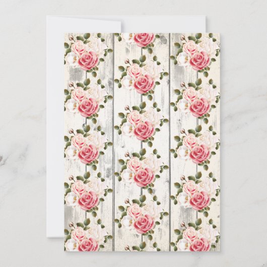 Shabby Chic Rozen Rustiek Wood Verjaardagsuitnodig Kaart (Achterkant)