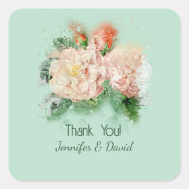 Shabby Chic Rozen Trouwstickers Vierkante Sticker