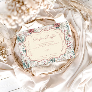 Shabby Chic Rozen Tuin Luier Raffle Informatiekaartje