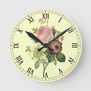 Shabby Chic Rozen Wall Clock Ronde Klok