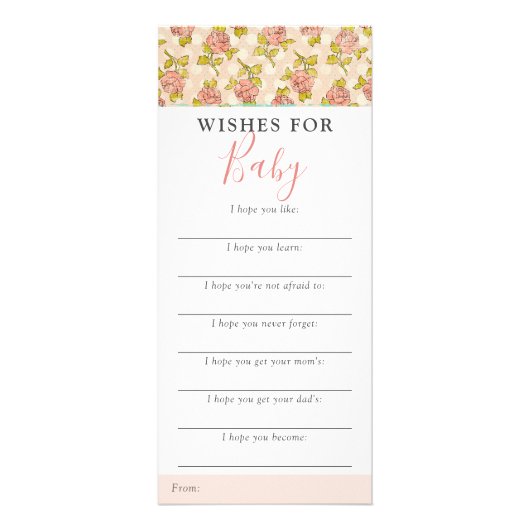 Shabby Chic-Rozen wensen Kaart Baby shower (Voorkant)