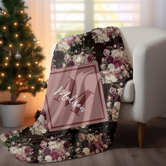  shabby chic rozen zwart diamantpatroon fleece deken