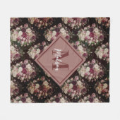  shabby chic rozen zwart diamantpatroon fleece deken (Voorkant (Horizontaal))