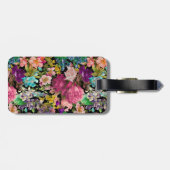 shabby chic rozen zwart roze motief bagagelabel (Achterkant horizontaal)