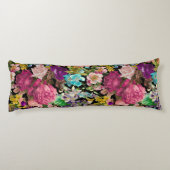  shabby chic rozen zwart roze motief lichaamskussen (Achterkant)