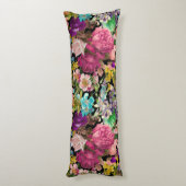  shabby chic rozen zwart roze motief lichaamskussen (Achterkant (Verticaal))