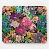 shabby chic rozen zwart roze motief muismat (Voorkant)