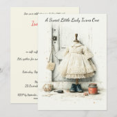 Shabby Chic Ruffle Jurk & Parfum 1e verjaardag Kaart (Voorkant / Achterkant)