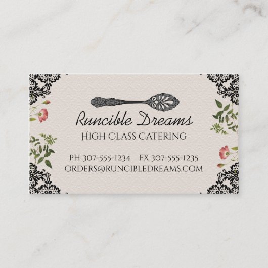  shabby-chic runcible spoon chef catering visitekaartje (Voorkant)