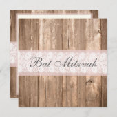 Shabby Chic Rustic Bat Mitzvah Party Invitation Kaart (Voorkant / Achterkant)