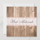 Shabby Chic Rustic Bat Mitzvah Party Invitation Kaart (Voorkant)
